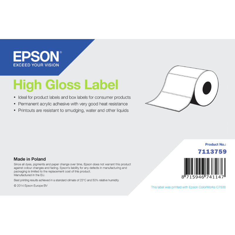 etichetta per stampante epson high gloss label autoadesiva rotolo