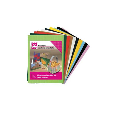 Set 10fg cartoncino ondulato 25x35cm cannete' colori assortiti