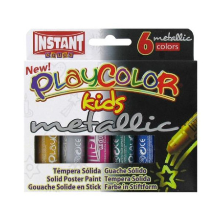 Tempera solida playcolor 6 colori metal in stick da 10gr [10321]