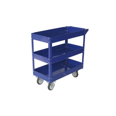 Carrello c/ruote in acciaio verniciato blu 3 ripiani 84x41cm h 82cm