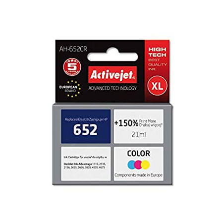 cartuccia d'inchiostro activejet per hp 652 f6v25ae/f6v24 con