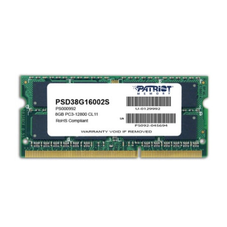 Ram so-dimm ddr3 8gb patriot psd38g16002s 1600mhz 1x8gb [psd38g16002s]