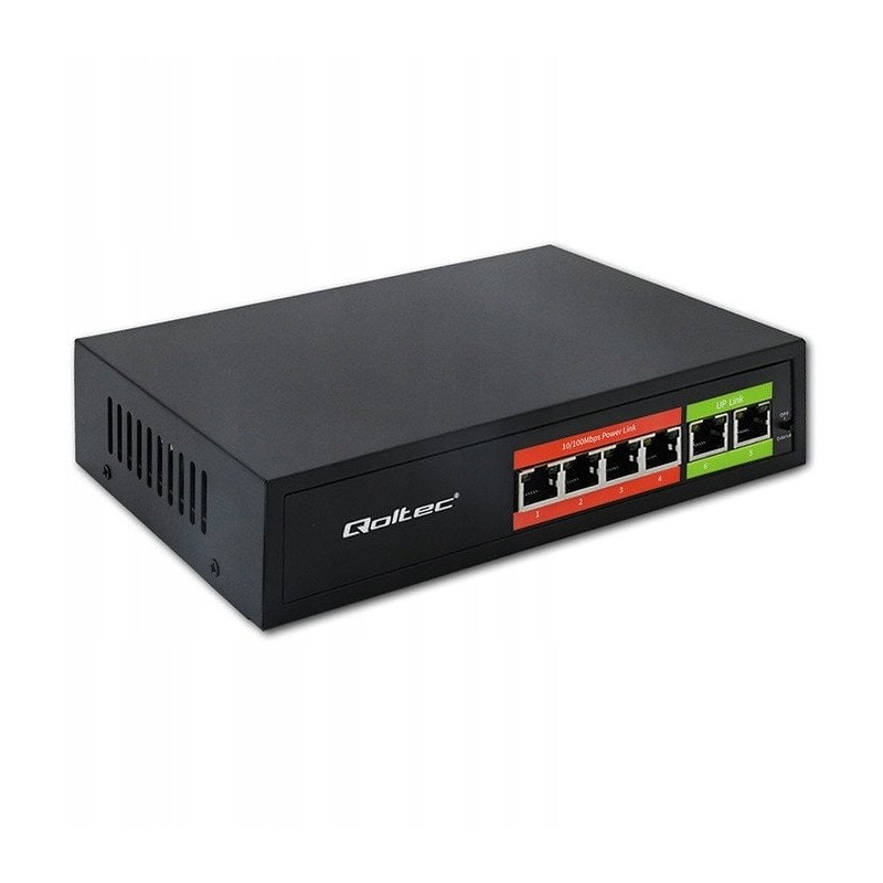 switch qoltec 52289 non gestito 4 porte fast ethernet 10/100 nero