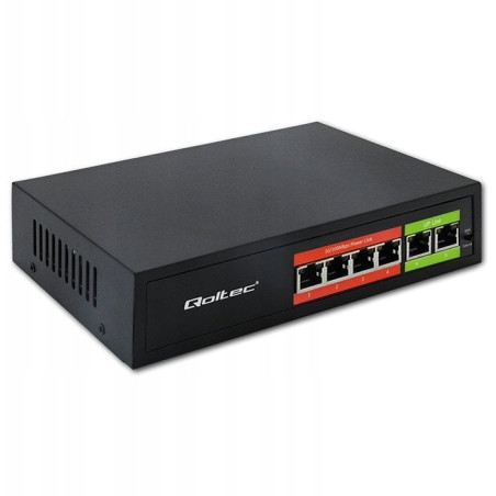 switch qoltec 52289 non gestito 4 porte fast ethernet 10/100 nero