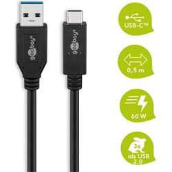cavo usb goobay tipo-a tipo-c 0.5m nero [41073]