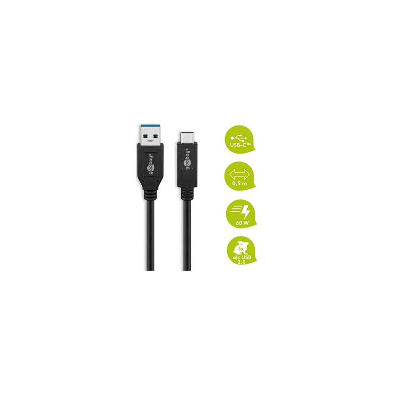 cavo usb goobay tipo-a tipo-c 0.5m nero [41073]