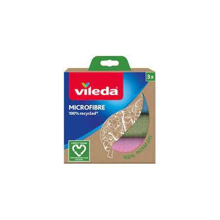 panni vileda microfibra 100 riciclato 3 pz rosa/verde/blu