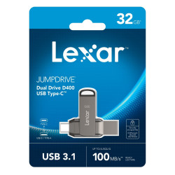 pendrive 32gb lexar d400 usb 3.1 + type c argento [933310]