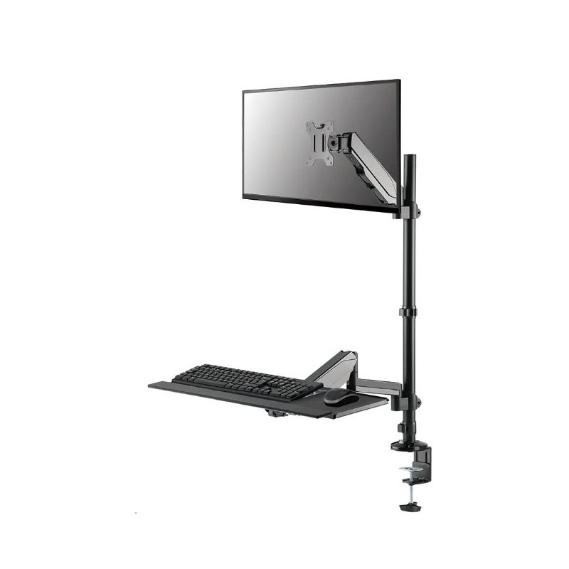 postazione di lavoro neomounts sit-stand montata su scrivania