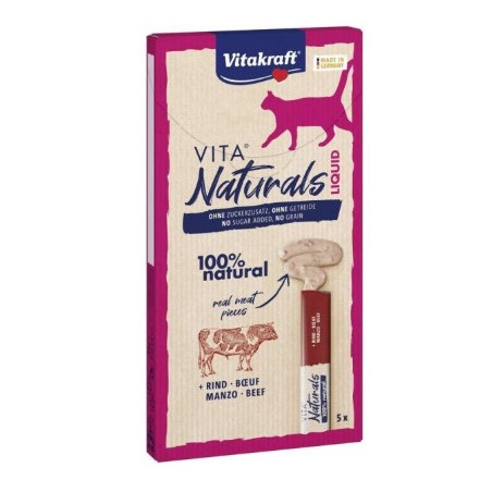 dolcetto per gatti vitakraft naturals liquid snack manzo 5pz 15g