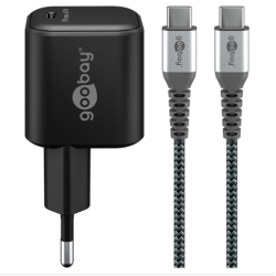 caricabatterie goobay 74774 3a con cavo usb-c 65w 1m nero