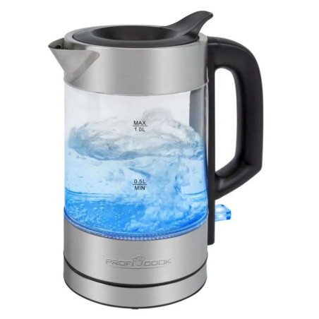 bollitore elettrico proficook pc-wks1229g in vetro 1l 1600w transparente