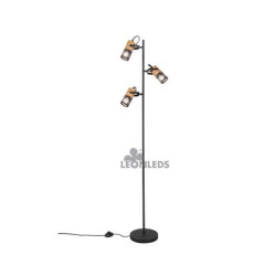 lampada da terra trio tosh 3xe14 15w ip20 nero opaco/legno [404300332]