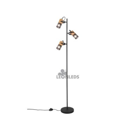 lampada da terra trio tosh 3xe14 15w ip20 nero opaco/legno [404300332]