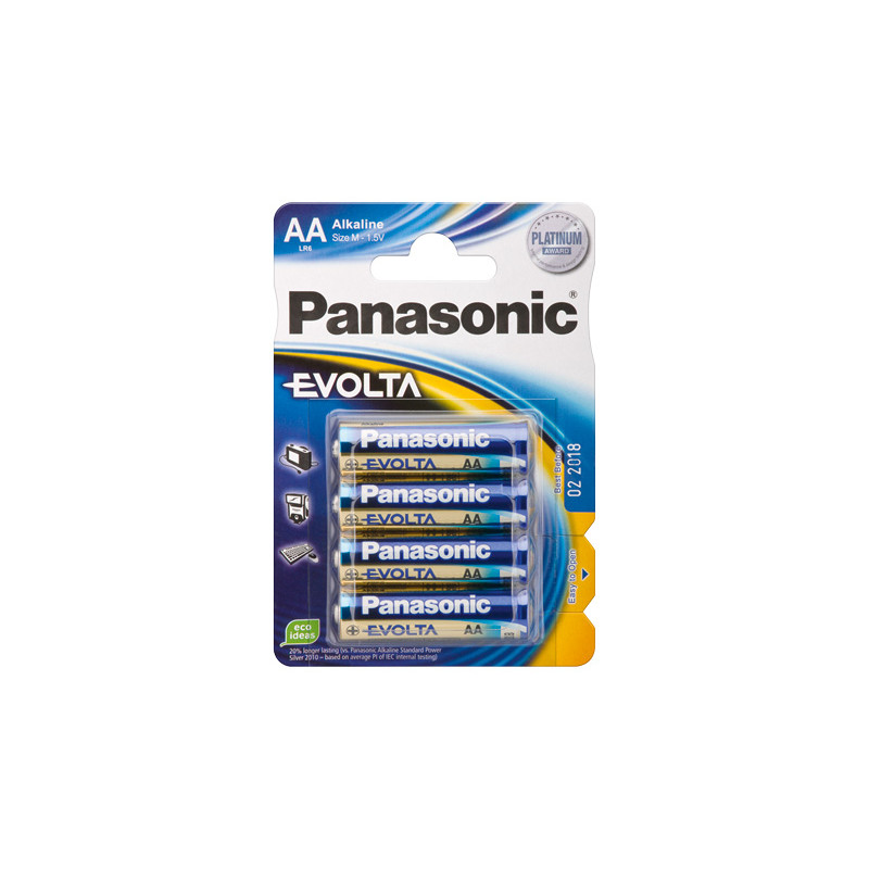 pila panasonic 4 pz. stilo aa alcaline lr6 evolta