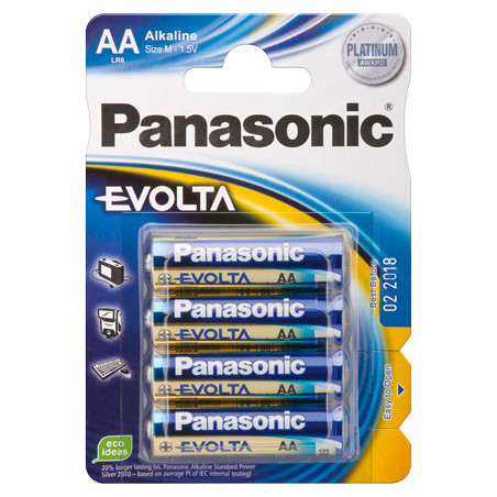pila panasonic 4 pz. stilo aa alcaline lr6 evolta