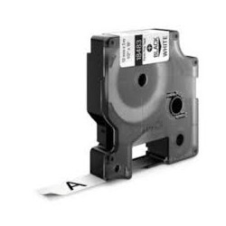 Nastro poliestere permanente 12mm x 5.5mt nero su bianco 18483 rhino