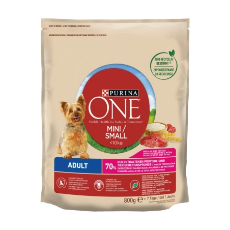 cibo per cane purina one mini con manzo e riso 800 g