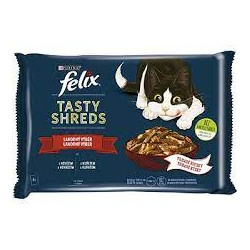 mangime umido purina nestle' felix tasty shreds con manzo e pollo