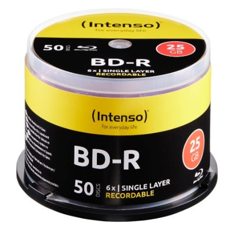 confezione blu-ray bd-r intenso 25gb 6x mandrino 50pz [5001115]