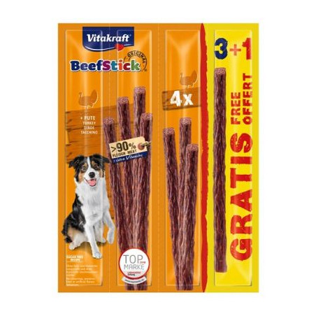 cibo secco vitakraft beef stick 3+1 con carne di tacchino per cani