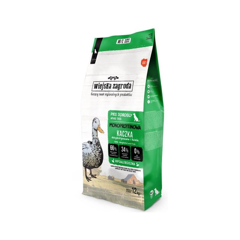 mangime secco wiejska zagroda monoproteica anatra per cani 12kg