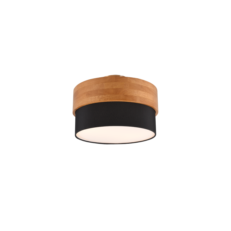 plafoniera trio seasons 2xe14 40w ip20 nero/legno [611500202]