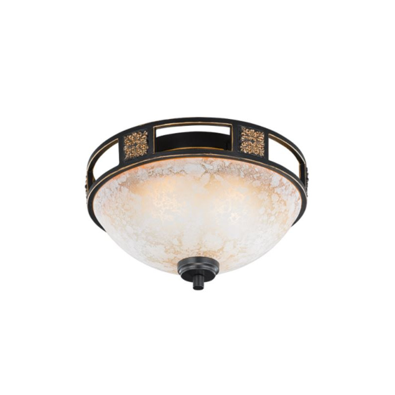 plafoniera a led trio quinta 2xe27 42w ip20 vetro alabastro ruggine