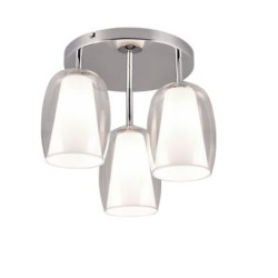plafoniera in vetro a led trio select barret 3xe14 ip20 10wtrasparente/bianco/cromo