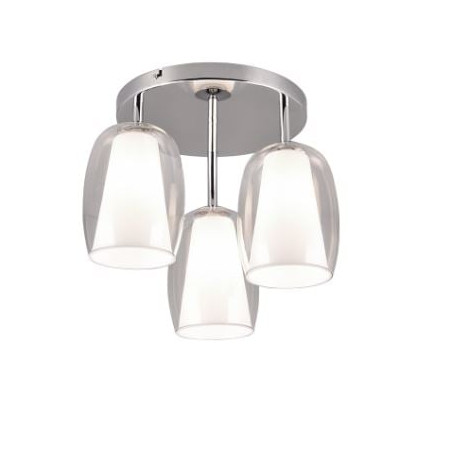 plafoniera in vetro a led trio select barret 3xe14 ip20 10wtrasparente/bianco/cromo