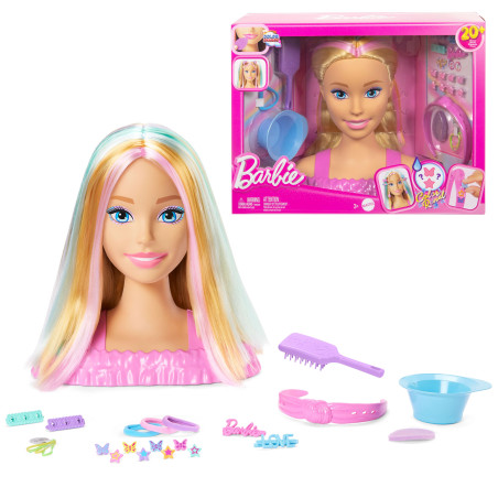 bambola mattel barbie jfg81 testa per trucco acconciatura 26.6cm
