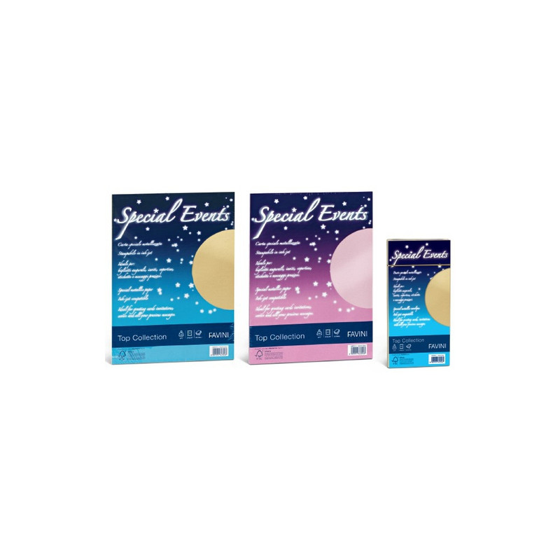carta metallizzata favini 10 fogli a4 250gr special events oro [a69h174]