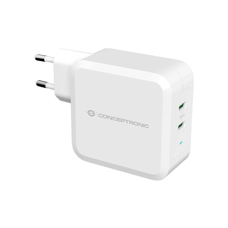 alimentatore da rete conceptronic 100w gan 2xusb-c bianco [althea08w]