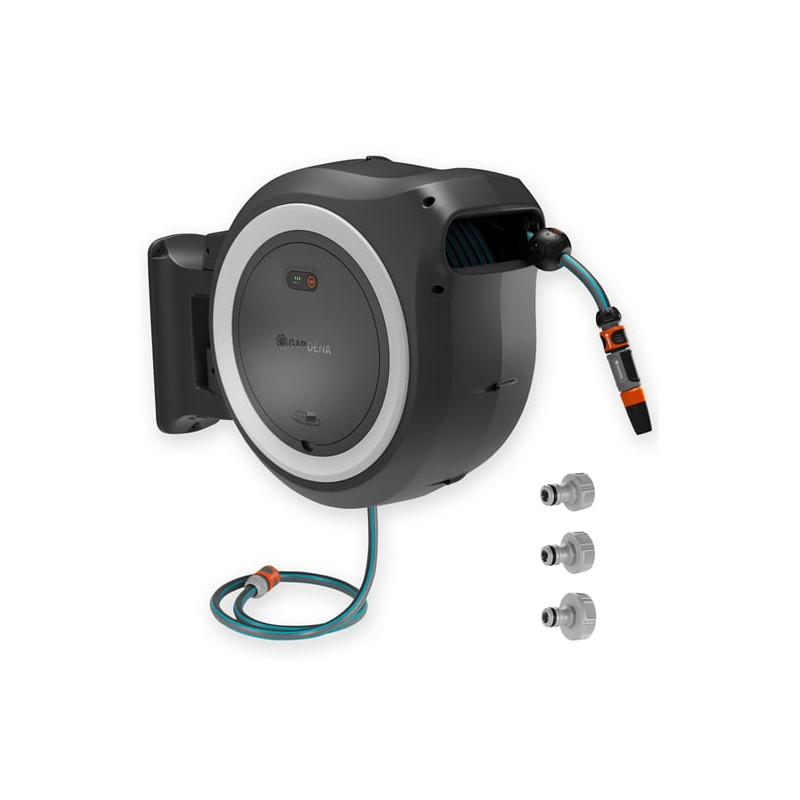 avvolgitubo automatico gardena powerroll xxl da parete a batteria