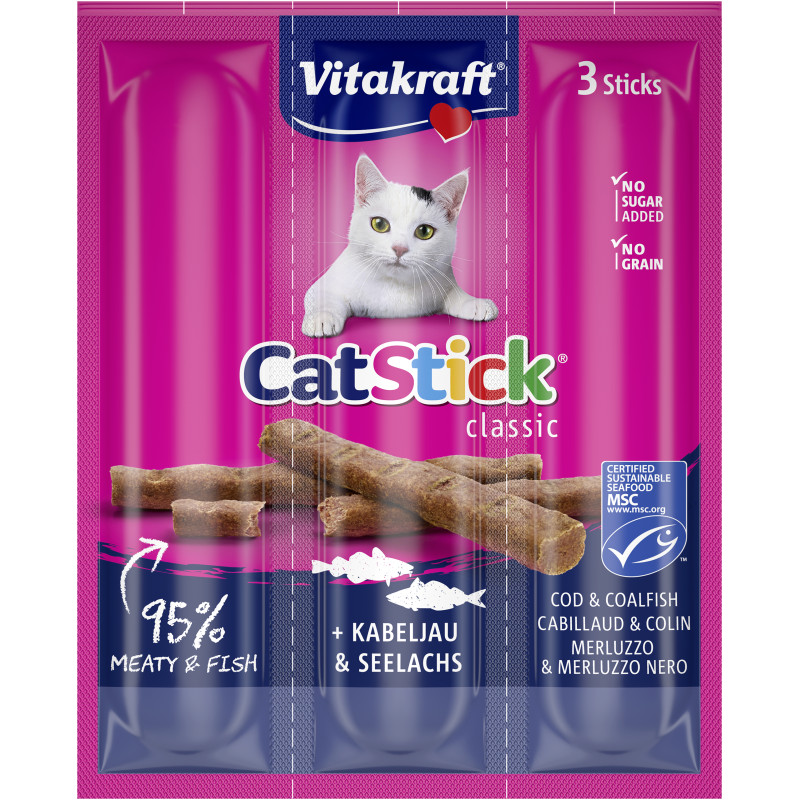 snack per gatti vitakraft catstick classic merluzzo carbonaro 18g