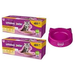 cibo umido per gatti whiskas junior pollame in gelatina 40x85g