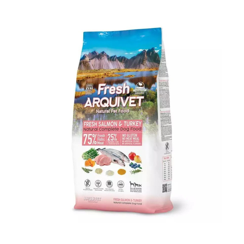 mangime semiumido arquivet fresh salmone con tacchino per cani 2.5kg