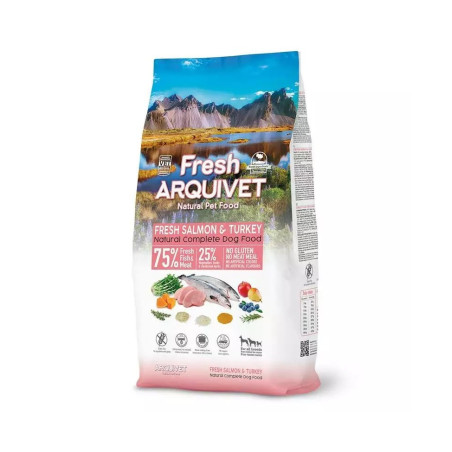 mangime semiumido arquivet fresh salmone con tacchino per cani 2.5kg
