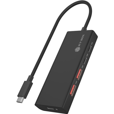 hub icybox ib-hub1436-cpd 100w per notebook usb 3.2 tipo-c