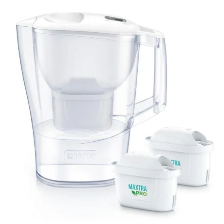 caraffa filtrante brita aluna 2.4l + 2 cartucce maxtra pro bianco
