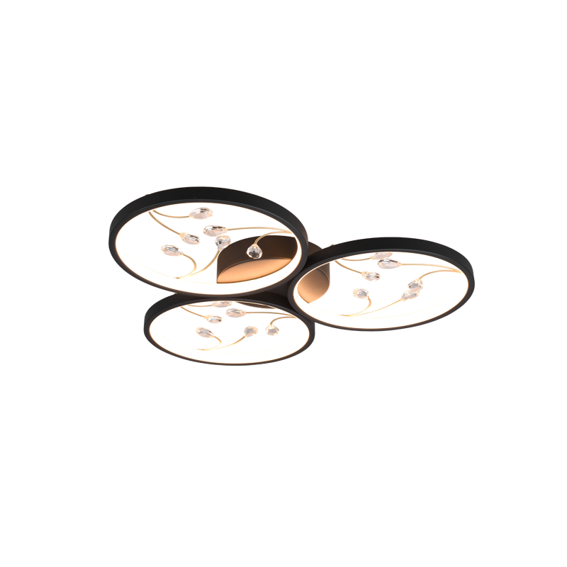 plafoniera a led trio groovy 30w 3600lm 3000k ip20 nero opaco [642110332]