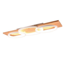 plafoniera a led trio barca 40w 3000k 4700lm ip20 legno bianco opaco