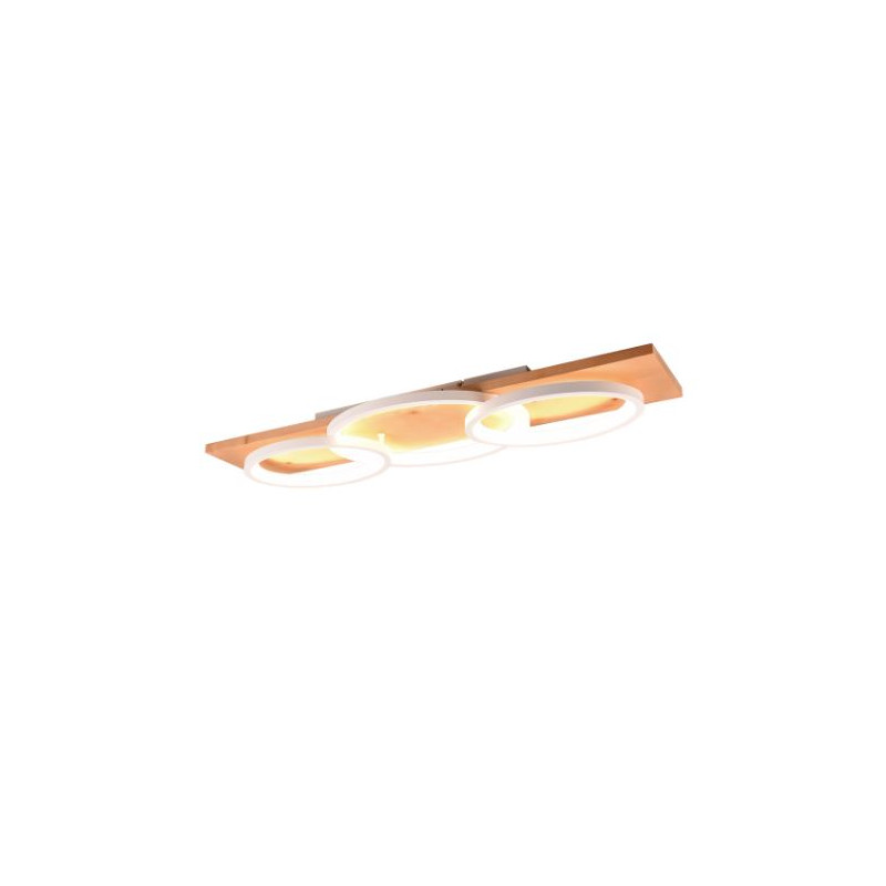 plafoniera a led trio barca 40w 3000k 4700lm ip20 legno bianco opaco