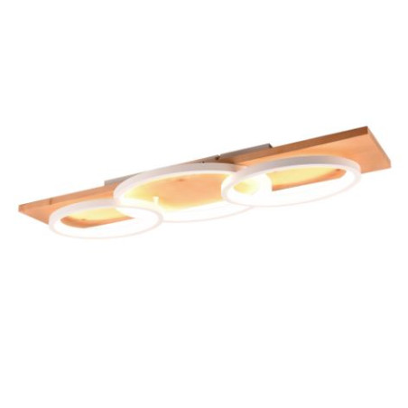 plafoniera a led trio barca 40w 3000k 4700lm ip20 legno bianco opaco