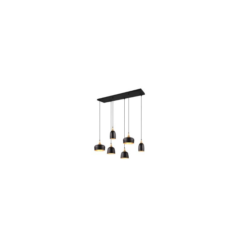 lampada a sospensione trio chiraz 25w 6xe14 ottone-nero opaco