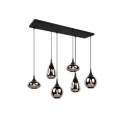 lampada a sospensione trio lumina 40w 6xe14 cromo-nero opaco