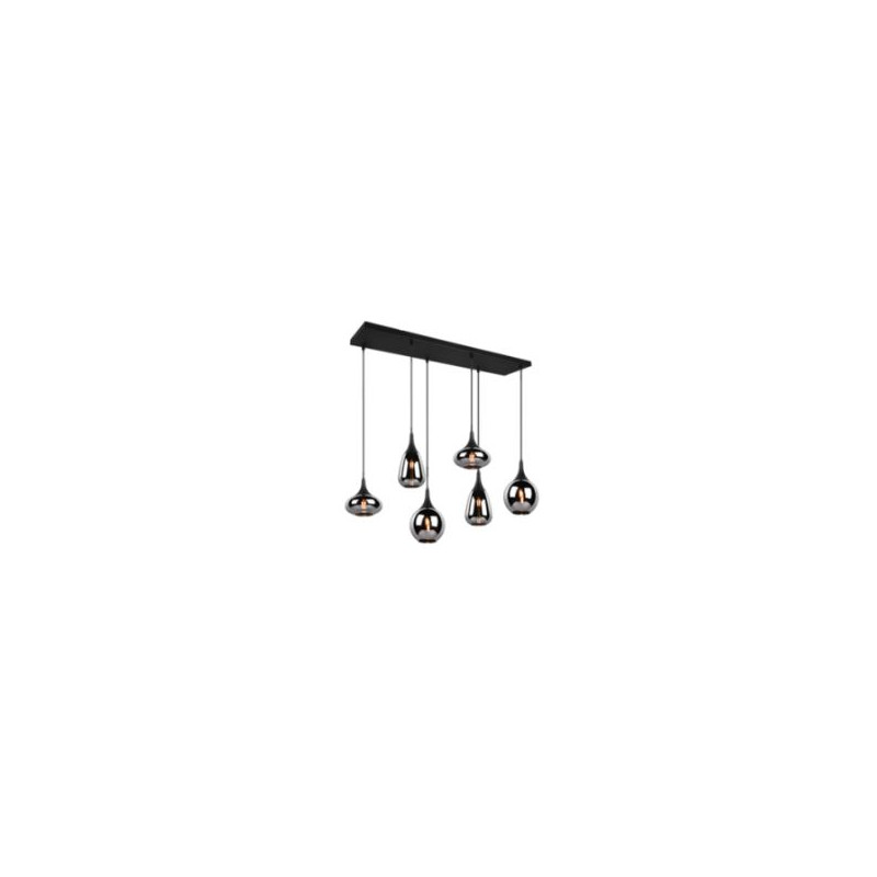lampada a sospensione trio lumina 40w 6xe14 cromo-nero opaco