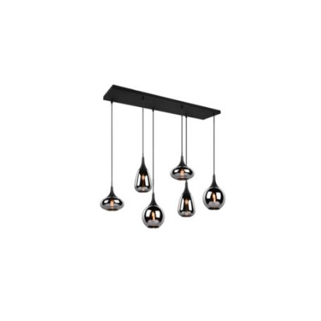 lampada a sospensione trio lumina 40w 6xe14 cromo-nero opaco