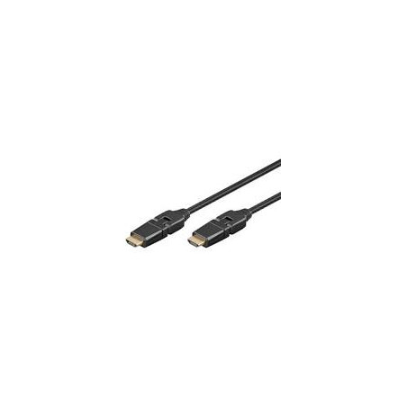 cavo hdmi goobay spina/spina a 360 gradi con ethernet nero 5m [61292]