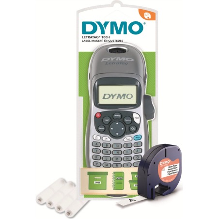 etichettatrice dymo letratag lt-100h con 4x pile aa argento [2174577]